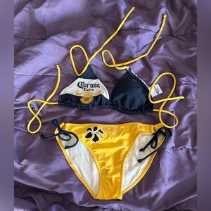 Corona bikini ladies size small yellow white and  blue